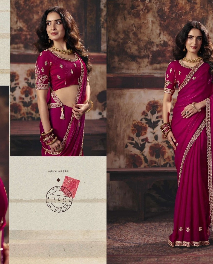 1003 - Hot Pink Designer Style Festive Wear Saree